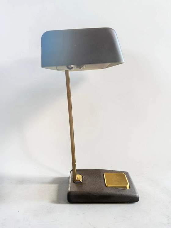 Lampada da scrivania/piano vintage Egon Hillebrand anni '70 – metallo martellato marrone & ottone – Modello (photo 6 of 13)
