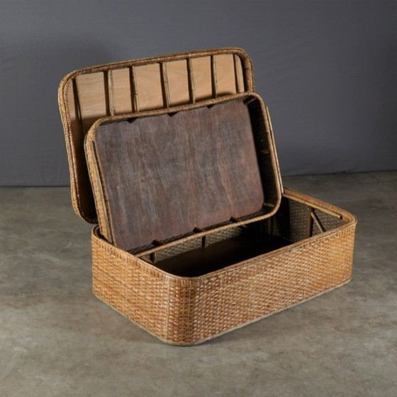 Image 1 of Panier en rotin vintage XXL – Table basse en rotin