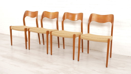 Ensemble de 4 chaises de salle à manger vintage | Niels Otto Møller | Model 71