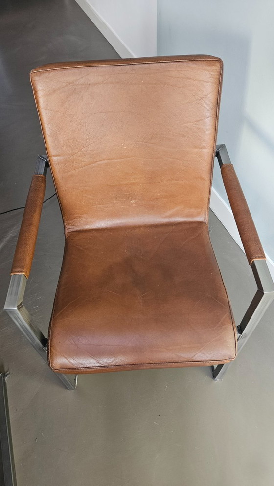 Image 1 of 6 cognac leather dining chairs Goossens