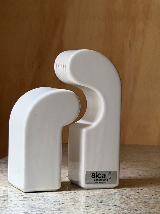 Pino Spagnolo per Sicart Italy Saliera e pepiera - Set in ceramica "abbracciante" anni '70 Space Age - (photo 4 of 20)