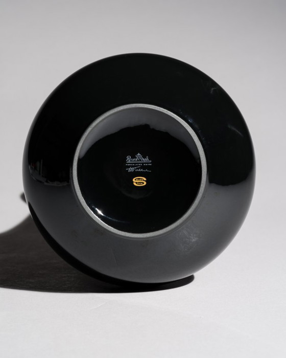 Image 1 of Tapio Wirkkala Porcelaine Noire Vase & Rare Ashtray Duo Rosenthal MCM Chic