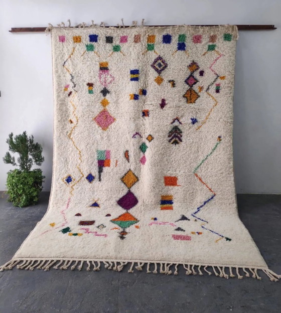Large Colorful Abstract Moroccan Rug with Berber Symbols 300x200cm – Rugs & carpets, Wool, Cotton (photo 3 of 3)