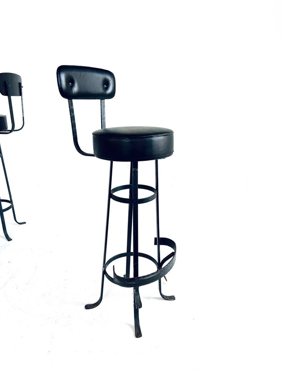 Image 1 of 6x Vintage Barstool Wrought Iron '60