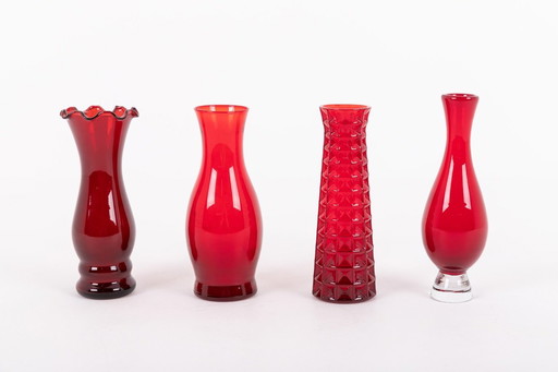 Ensemble de 4 vases en verre d'art de Monica Bratt pour Reijmyre, Suède, années 1950