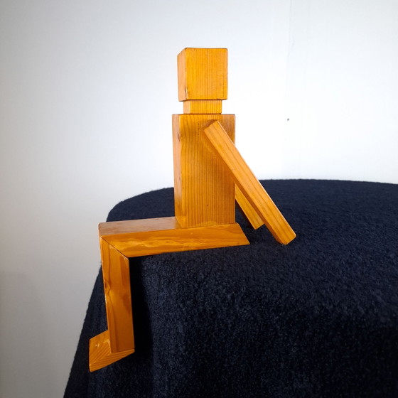 Figura geometrica minimalista vintage in legno di pino, Sculture, Marrone (foto 9 di 14)