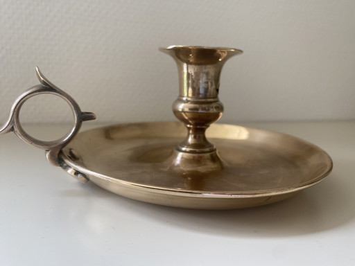Antieke Kandelaar In Massief Brons