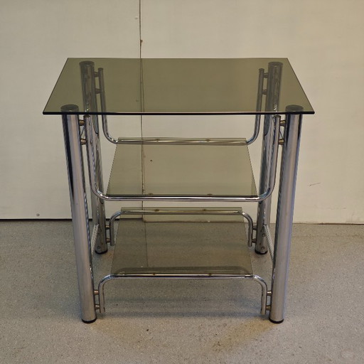 Vintage TV table / cabinet chrome glass