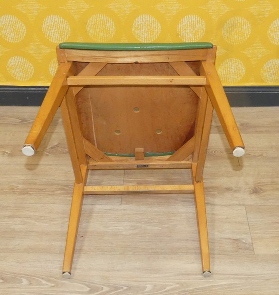 Image 1 of Classic Casala wooden chair kitchen green/beige beech wooden chair vintage retro nostalgia 50s 60s industrial desk chair