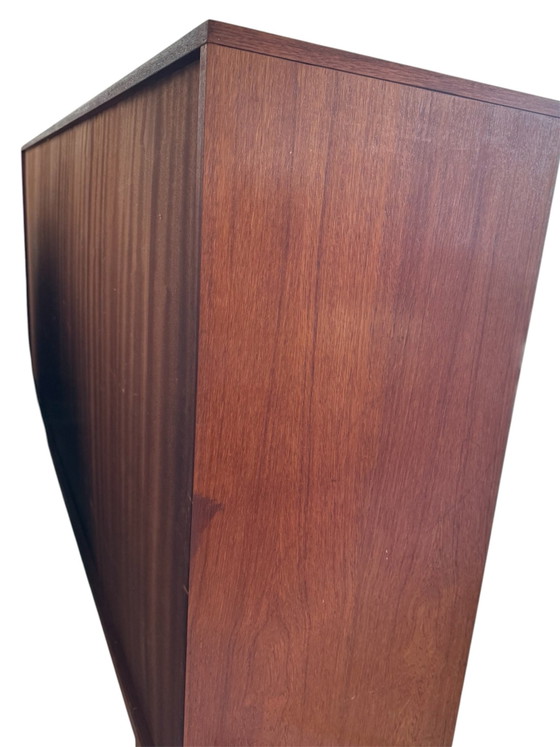 ⁠Deens Vintage Mid-Century Teak Highboard / Wandmeubel, High boards, Hout, Bruin (foto 8 van 11)