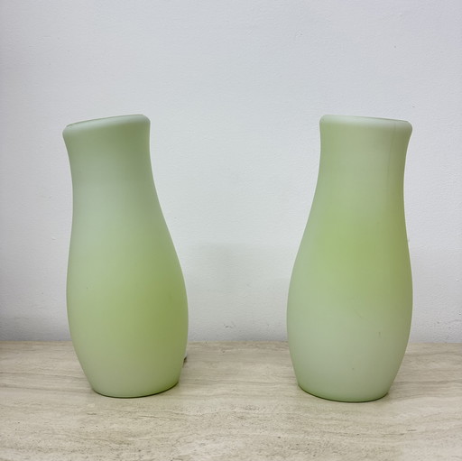 Vintage glazen IKEA tafellamp Mynolit 1990 van Kristin Leibel & Kristian Andersson