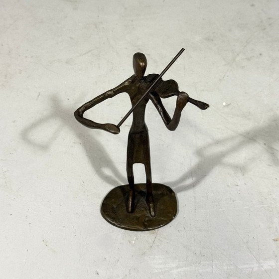 Image 1 of Abstract bronze statue of a violinist 1970-80's