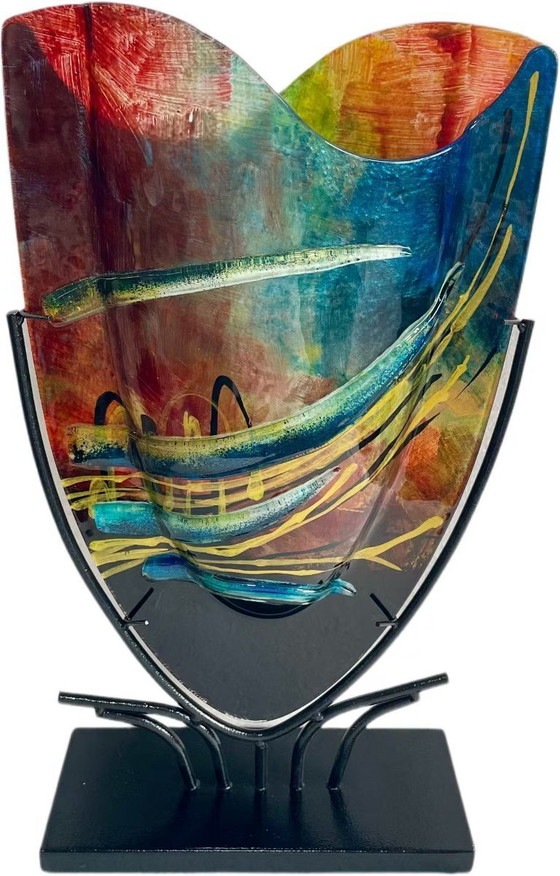 Image 1 of Murano picasso Style Vase with colors Design butterfly GLASS brand new ART 50 cm