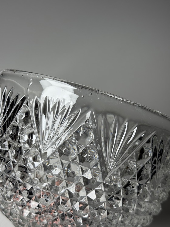 Image 1 of Campana para queso/mantequilla de vidrio prensado estilo Art Déco – Verreries de Scailmont, Bélgica, década de 1930