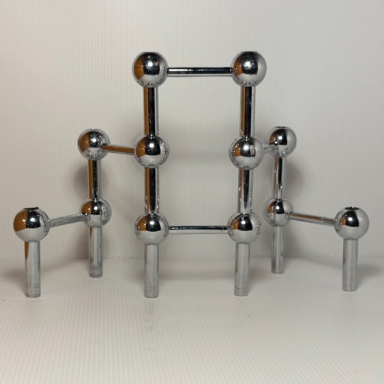 Image 1 of Set of 6 modular BSF vintage chrome candle holders