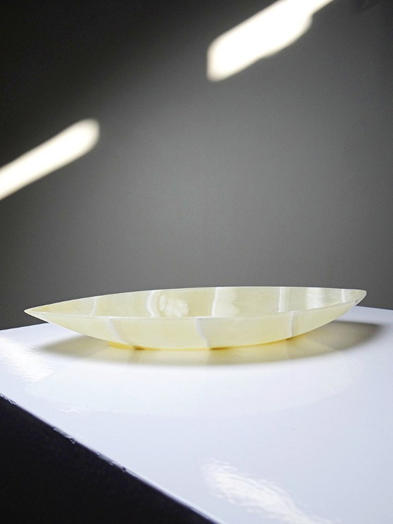 Image 1 of Vintage handcrafted trinket tray in natural Egyptian alabaster, 1960s-1970s