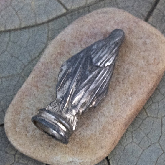 Image 1 of Antique metal figurine of the Blessed Virgin Mary: Old French pocket altar