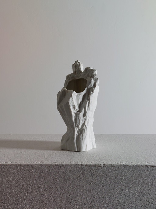 Vintage mid century Hutschenreuther rock decor bisque porcelain vase 