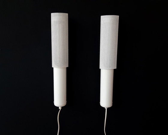 Image 1 of 1 de 2 apliques WOJA perforados de metal blanco de los años 80; ¡hay 2 disponibles!