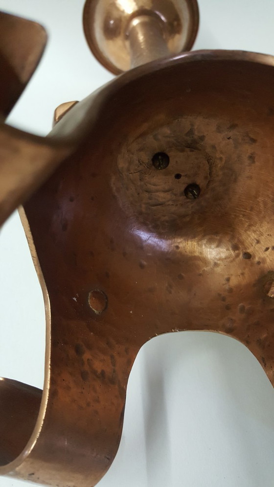 Image 1 of Candlestick, red copper, wrought iron, unique, 1940s-1944s