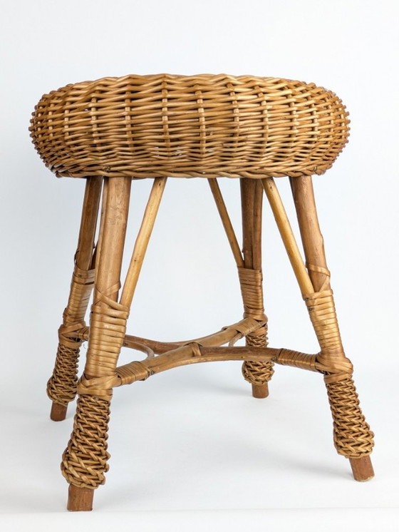 Image 1 of Vintage wicker stool, 1960