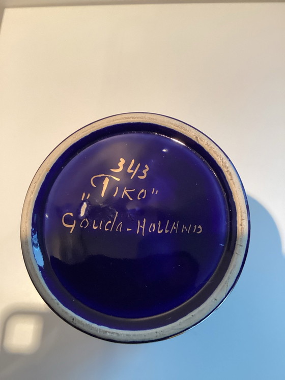 A unique piece from Gouda by the pottery factory “Tiko”, Vases, Ceramic, Blue (photo 2 of 5)