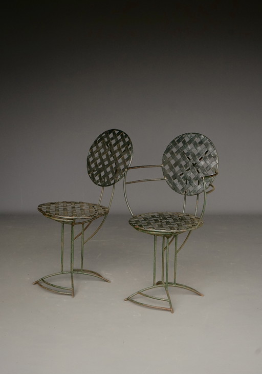 Modernist metal Garden Chairs. 1960s. Set of 2