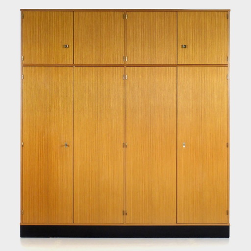 Large tall 8-door vintage designer closet in teak, 1960s