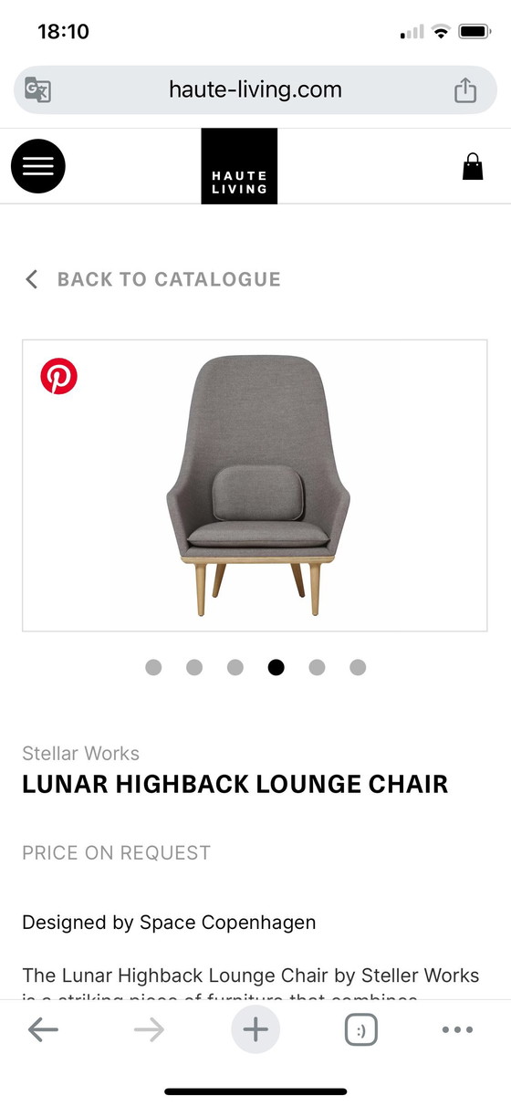 Image 1 of 2 piezas Space Copenhagen Stellar Works Lunar silla de respaldo alto