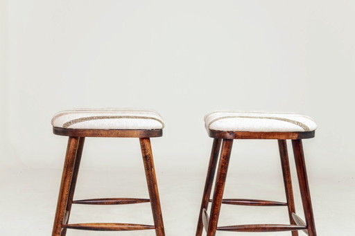 Bar stools set of 2 natural Linen and wood 