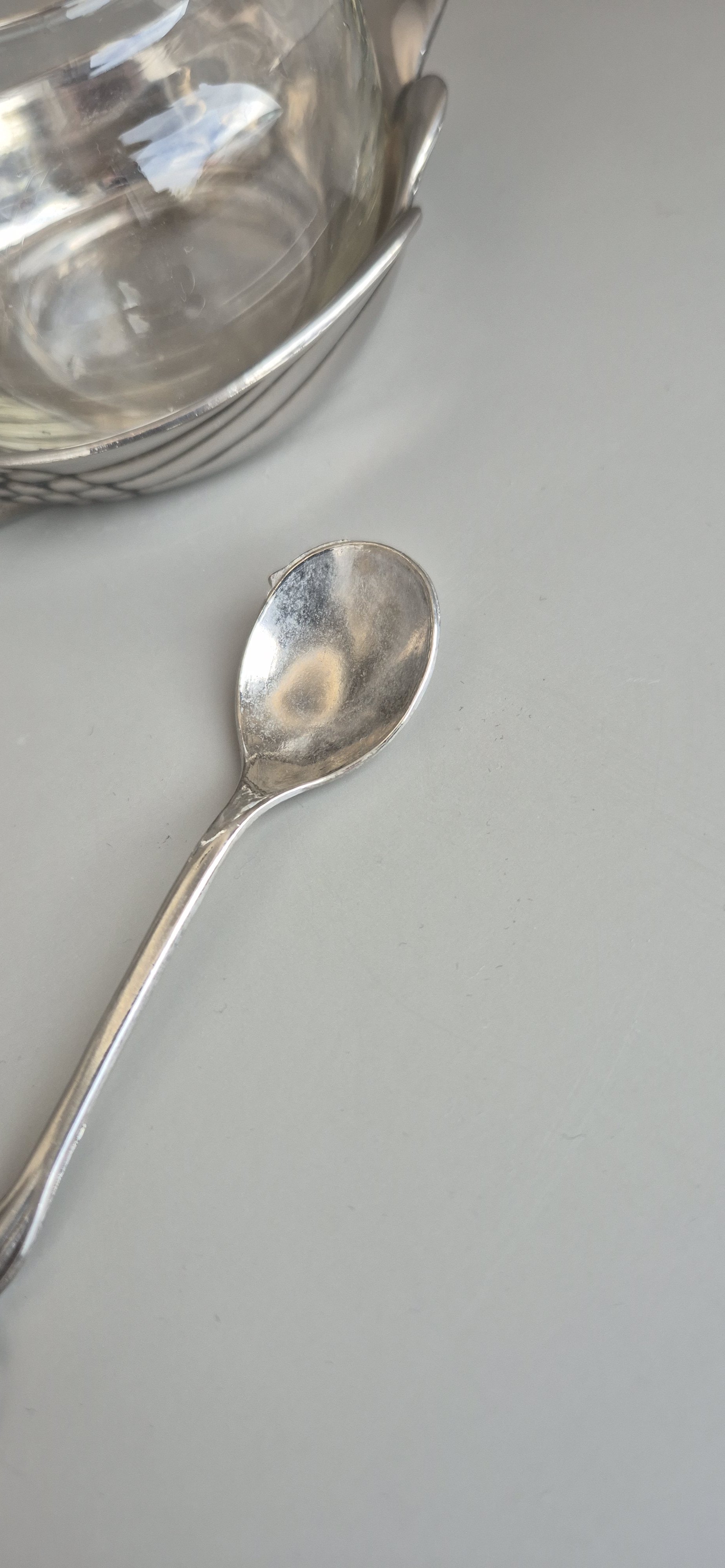 Vintage Swan-Shaped Jam or Sugar Bowl – Silver Metal & Glass