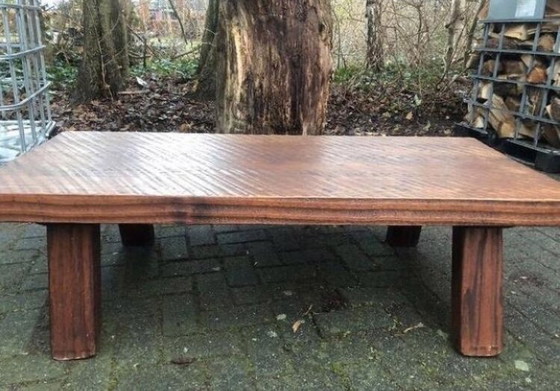 Image 1 of Robuuste gedisseld eiken Vintage 70’s Brutalist coffeetable