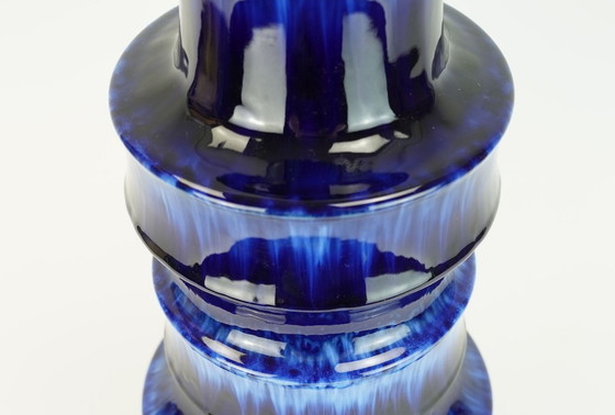Image 1 of scheurich mid century ceramic VASE floorvase drip glaze different shades of blue model 267-38