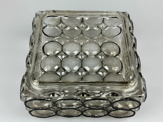 Image 1 of 60s 70s ceiling lamp Glashütte Limburg Germany Plafoniere glass & metal