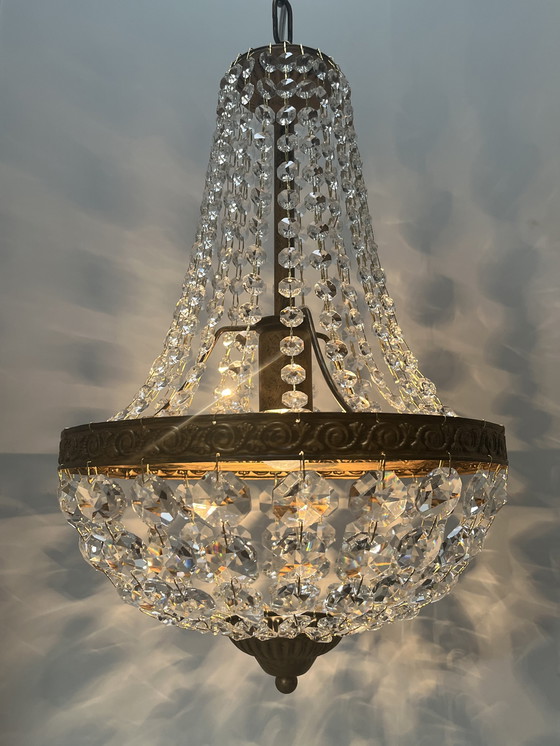 Image 1 of Candelabros de bolsillo de cristal de 2 piezas con marco de bronce