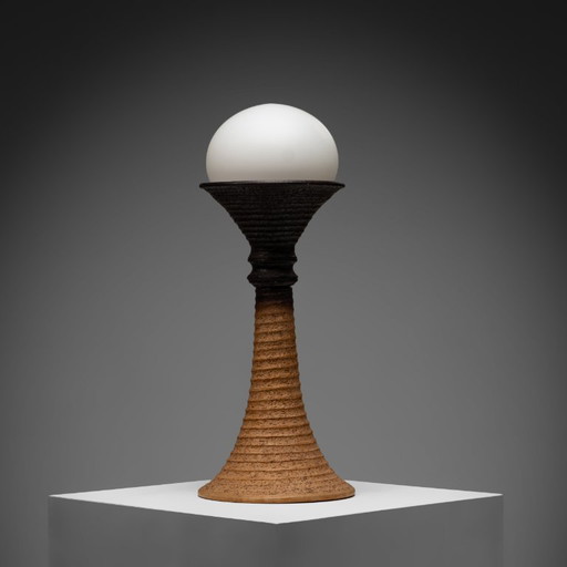 Grote Earthly keramische tafellamp van Doria Leuchten, Duitsland, jaren 70. – tafellampen, Ceramic, Glass
