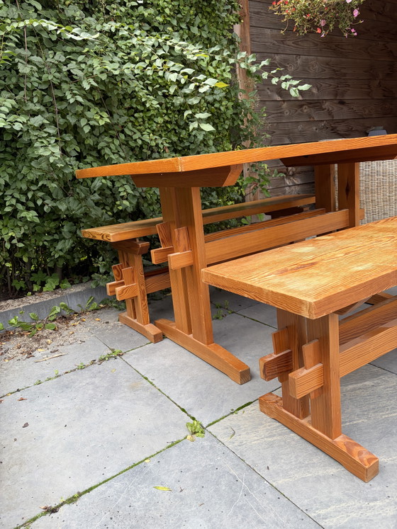 Set da pranzo vintage Wabi Sabi in pino stile Perriand anni Settanta – Wood (photo 6 of 8)