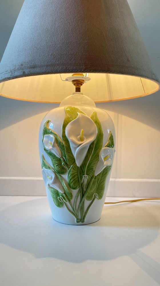 Image 1 of LAMPE Italienne Fleurs d'ARUM Vintage