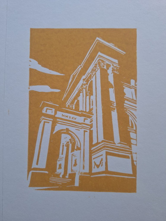 Stampa artistica architettonica in giallo e grigio, Stampe artistiche, Carta, Modern (foto 7 di 10)