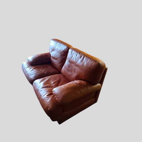 Image 1 of Canapé Formaflex vintage en cuir italien - 3 et 2 places, Cognac