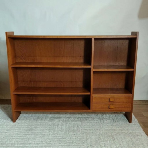 Laag Scandinavisch Vintage Teak Boekenkast, jaren 60