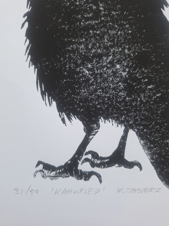 Linogravure 'Kauwtje' – Objets d'art, Papier (photo 4 of 7)