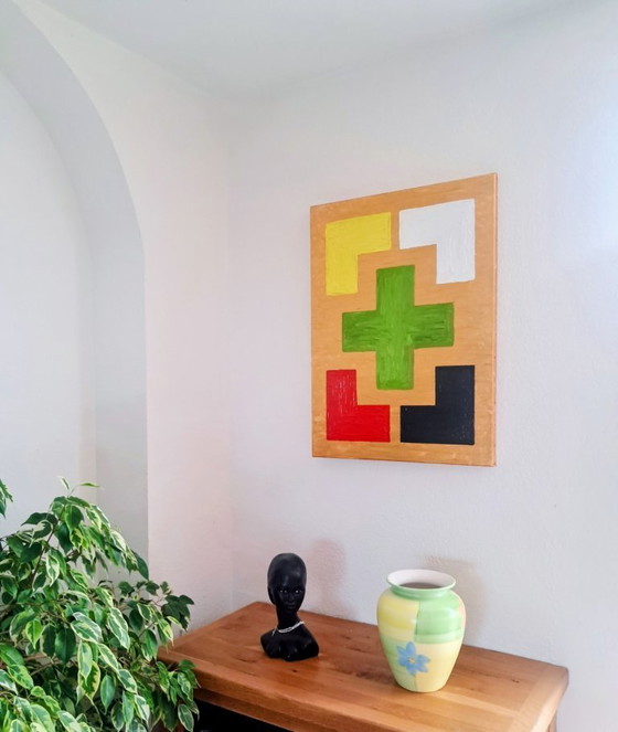 Image 1 of Enzo SAN MARCO - Colori essenziali su sfondo dorato - Dipinto dell'artista