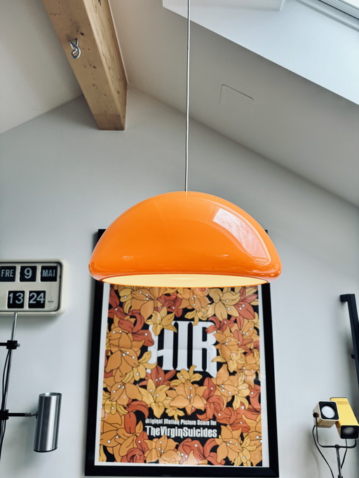 Harvey Guzzini 'Cabras' lampe pendante par Luigi Massoni Mid Century Modern Vintage Retro Lighting 45cm