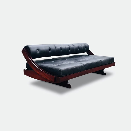 GS195 Rozenhout en lederen daybed van Gianni Songia voor Sormani, 1960