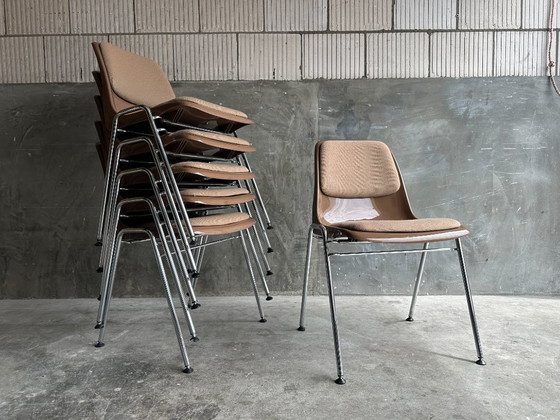 Image 1 of 6x Space Age Drabert stacking chairs – vintage chrome shell