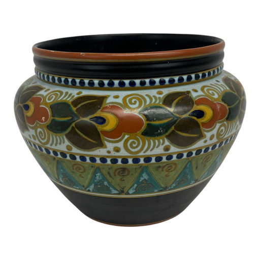 Porcelain vase Damier P.A. Gouda Holland