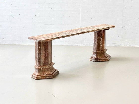 Image 1 of Consolle in marmo rosso-marrone con superficie lucida, Italia