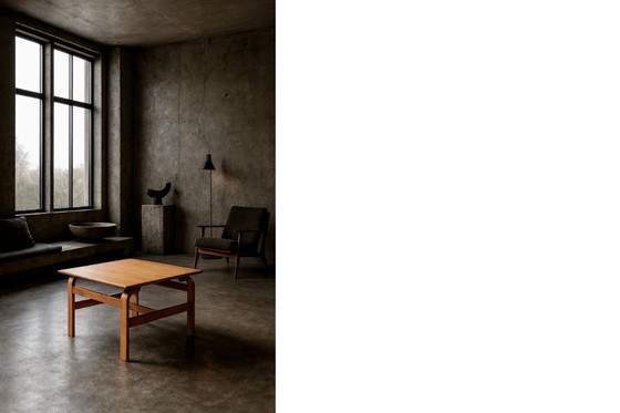 Image 1 of Vintage Mid-Century Scandinavian Modern Low Brown Oak Coffee Table by Karl-Erik Ekselius for JOC Vetlanda, 1960s