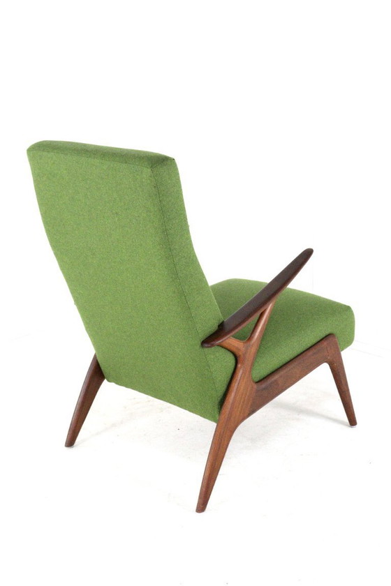 Image 1 of Vintage fauteuil stoel groen gestoffeerd 